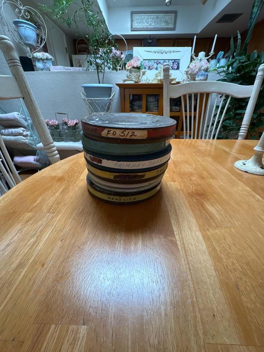 Vintage Assorted Metal 16mm Movie Film Reel Storage Cans - Set of 4